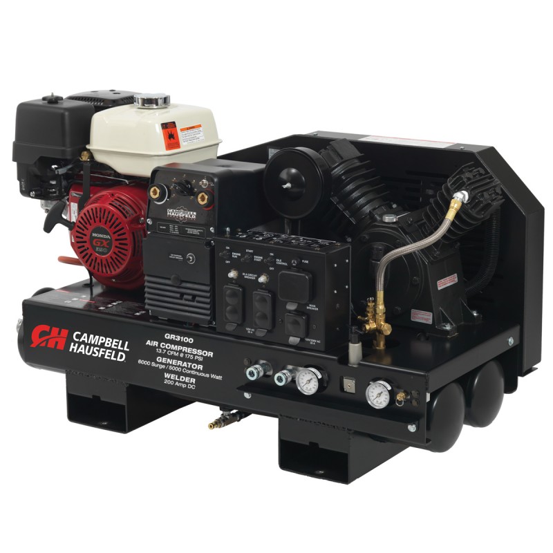 Campbell Hausfeld Combination Unit, 10-Gallon 14CFM Compressor 5000W Generator 180A Welder GX390 Honda (GR3100) product image left angle